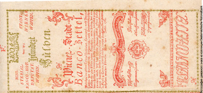 Wiener-Stadt-Banco-Zettel.  100 Gulden 1762.
