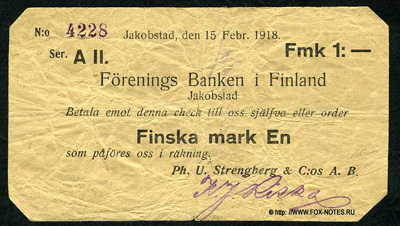 Foreningsbanken i Finland Ph. U. Strenberg & C:os A.B. 1   1918.