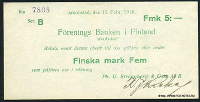 . Foreningsbanken i Finland Ph. U. Strenberg & C:os A.B.  5   1918.