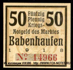 Babenhausen Kriegs-Notgeld des Marktes. 1918. 50 pfennig
