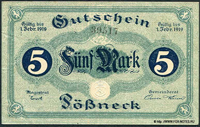 Stadt Pößneck 5 Mark 1918 Notgeld