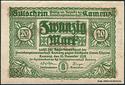 Bezirkverband Kamenz 20 Mark 1918