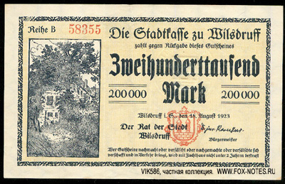 Stadtkasse zu Wilsdruff 200000 mark 1923