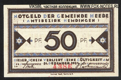 Notgeld der Gemeinde Heede.  ND(1921)-31.12.1921