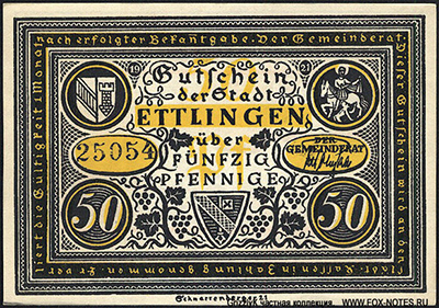 Stadt Ettlingen 50 Pfennig 1921.