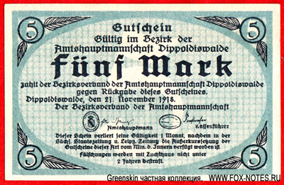 Bezirksverband der Amtshauptmannschaft Dippoldiswalde 5 Mark 1918