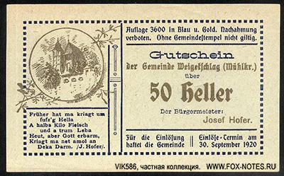   Weigetschlag Oberösterreich (1914 - 1924)
