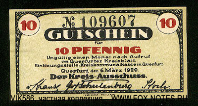 Kreis-Ausschuss Querfurt 10 Pfennig 1920