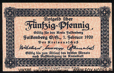 Kreis Falkenberg O.S. 50 Pfennig 1920