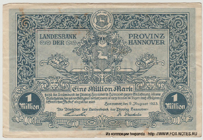 Landesbank der Provinz Hannover. Preußische Provinz Hannover ( ).  1922 - 1923 .