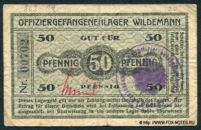 Offiziergefangenenlager Wildemann 50 Pfennig 1916