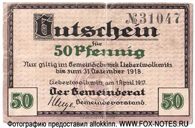 Gemeinde Liebertwolkwitz. 50 Pfennig. 1917. 