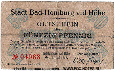 Bad Homburg vor der Höhe 50 Pfennig 1917