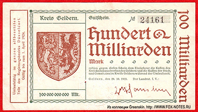 Kreis Geldern 100 Milliarden Mark 1923