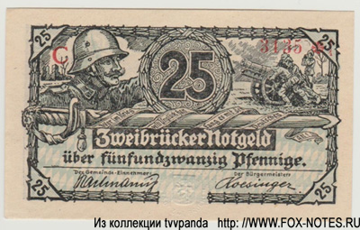 Notgeld der Stadt Zweibrücken. 1. Oktober 1918.