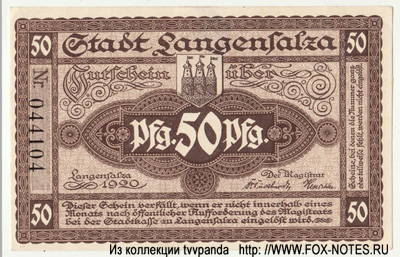 Stadt Langensalza 50 Pfennig 1920