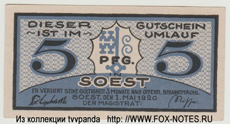 Stadt Soest 5 Pfennig 1920