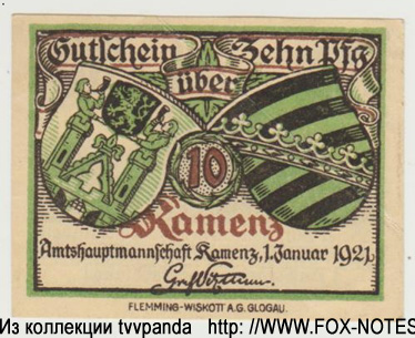 Stadt Kamenz 10 Pfennig 1921 NOTGELD