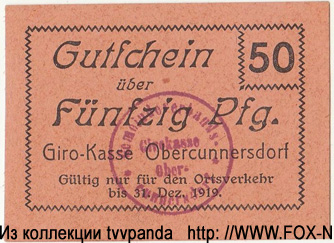 Giro-Kasse Obercunnersdorf 50 Pfennig 1919 // NOTGELD