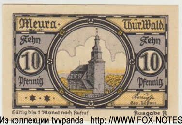 Gemeinde Meura 10 Pfennig 1921 NOTGELD