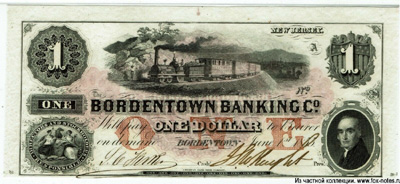 BORDENTOWN BANKING Co, Bordentown, New Jersey 1 dollar 1855