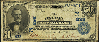 Dayton National Bank, Ohio SERIES OF 1902. 50 Dollars 1905.