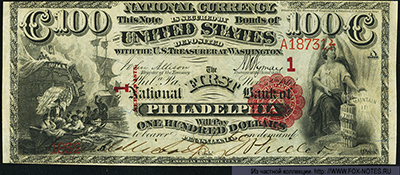  First Nacional Bank of Philadelphia. National Bank Notes.