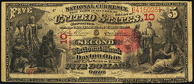 Second National Bank of Dayton, Ohio 5 dollars 1875