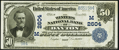  Winters National Bank of Dayton (Ch. #2604). National Bank Notes.
