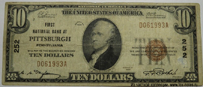 First National Bank at Pittsburgh 10 Dollars 1929