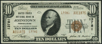 United States National Bank of Johnstown 10 Dollars 1929